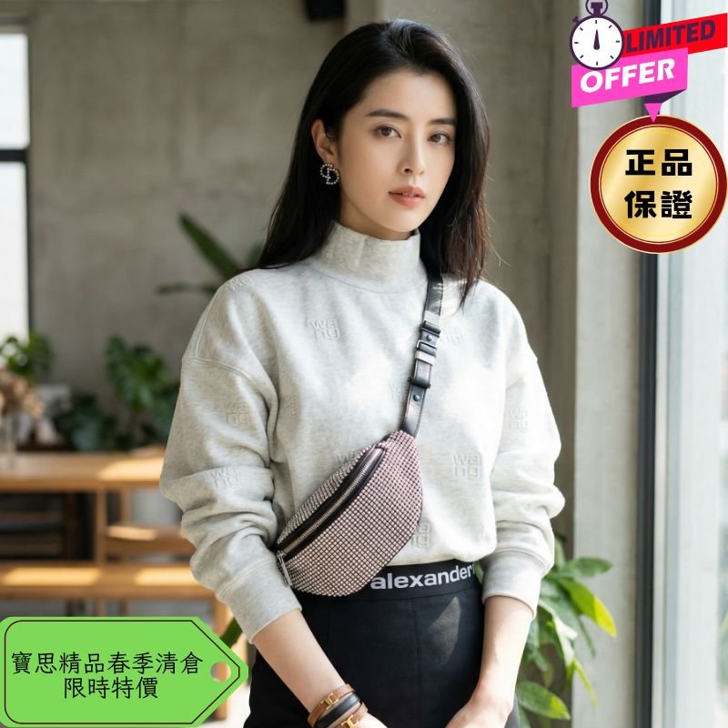 ⏰限時特賣價🌺Alexander Wang Attica 迷你水鑽腰/胸前包 銀色-0