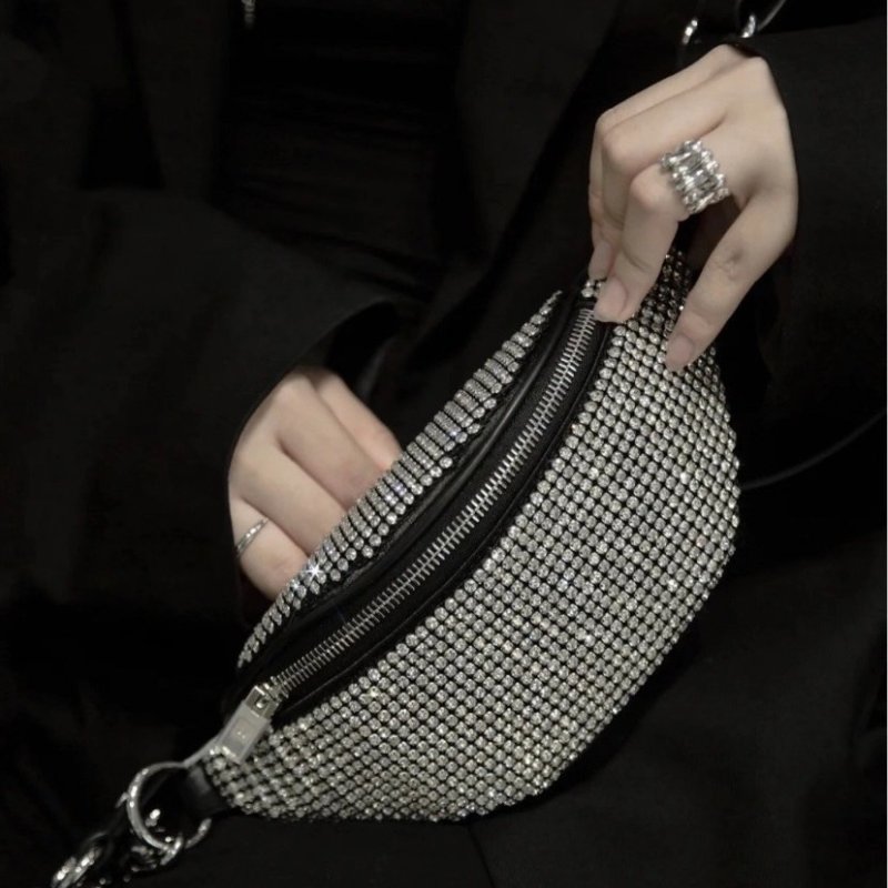 ⏰限時特賣價🌺Alexander Wang Attica 迷你水鑽腰/胸前包 銀色-4