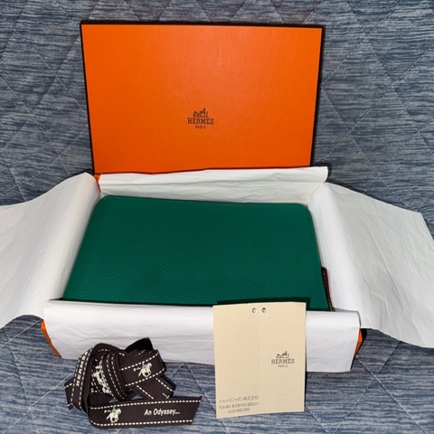 Hermes Silk In Epsom愛馬仕 帝王綠 絲巾長夾 赤道叢林 皮夾 錢包