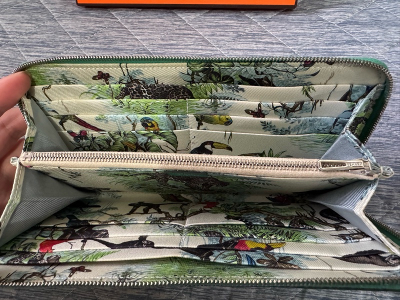 Hermes Silk In Epsom愛馬仕 帝王綠 絲巾長夾 赤道叢林 皮夾 錢包-5