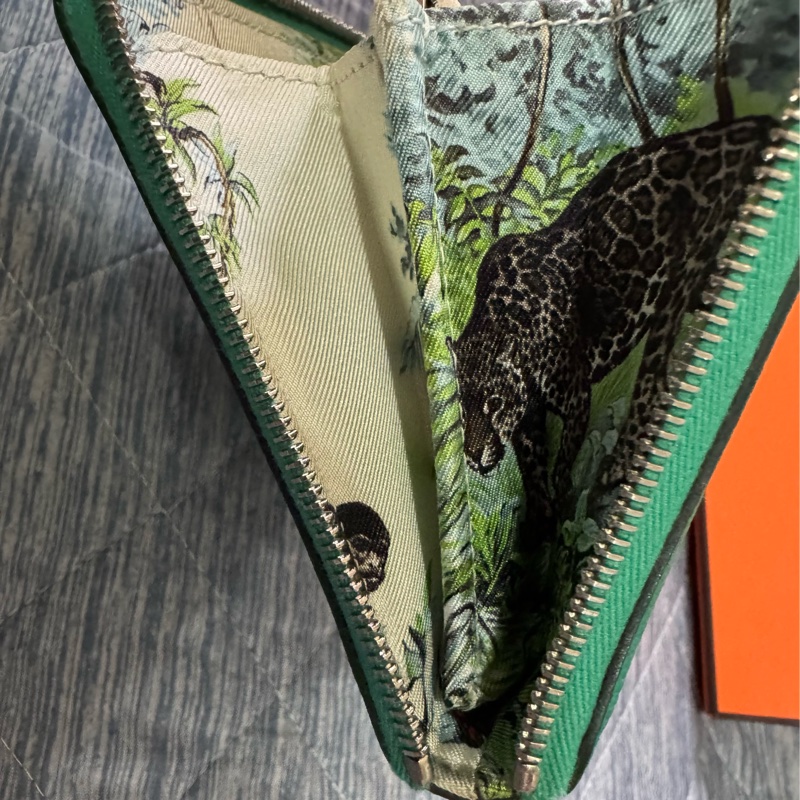 Hermes Silk In Epsom愛馬仕 帝王綠 絲巾長夾 赤道叢林 皮夾 錢包-7