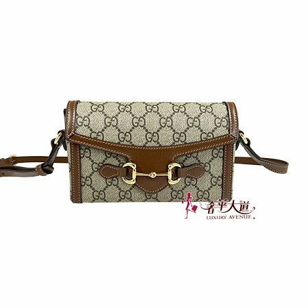 ＊奢華大道國際精品＊【G1830】GUCCI咖啡色 PVC 1955 HORSEBIT馬銜鐵斜背包 69929