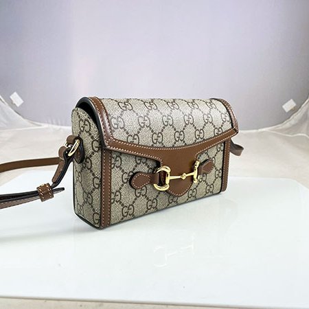 ＊奢華大道國際精品＊【G1830】GUCCI咖啡色 PVC 1955 HORSEBIT馬銜鐵斜背包 69929-1