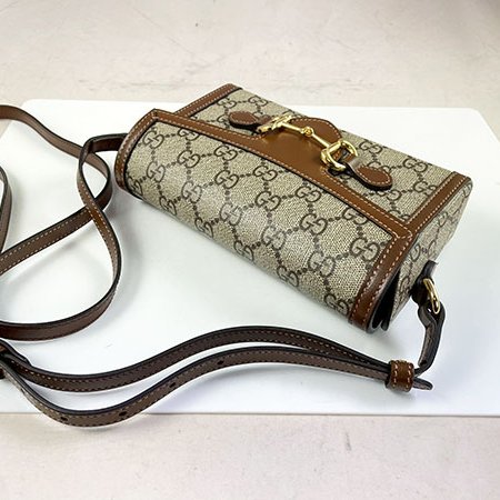 ＊奢華大道國際精品＊【G1830】GUCCI咖啡色 PVC 1955 HORSEBIT馬銜鐵斜背包 69929-2