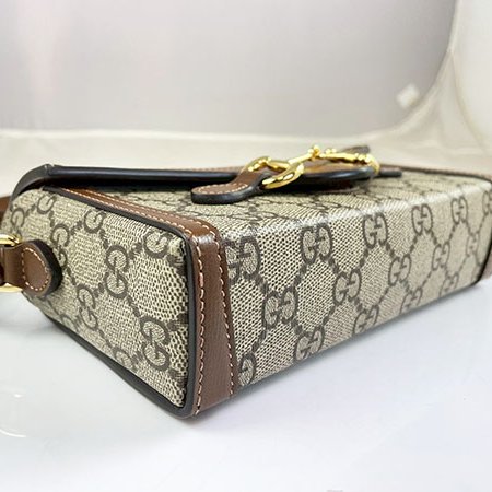 ＊奢華大道國際精品＊【G1830】GUCCI咖啡色 PVC 1955 HORSEBIT馬銜鐵斜背包 69929-4