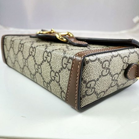 ＊奢華大道國際精品＊【G1830】GUCCI咖啡色 PVC 1955 HORSEBIT馬銜鐵斜背包 69929-5