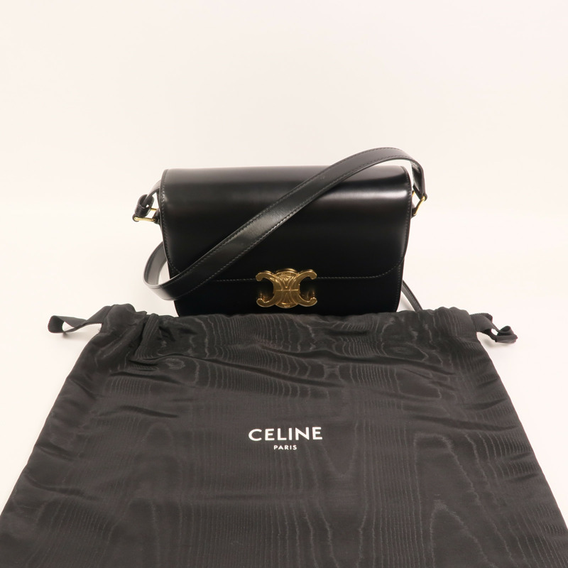 CELINE 牛皮皮革Triomphe金扣肩背袋-9