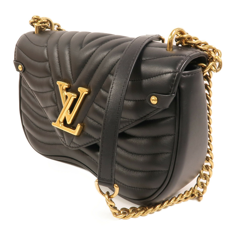 LOUIS VUITTON 牛皮皮革New Wave MM金扣鏈帶手挽肩背兩用袋-2