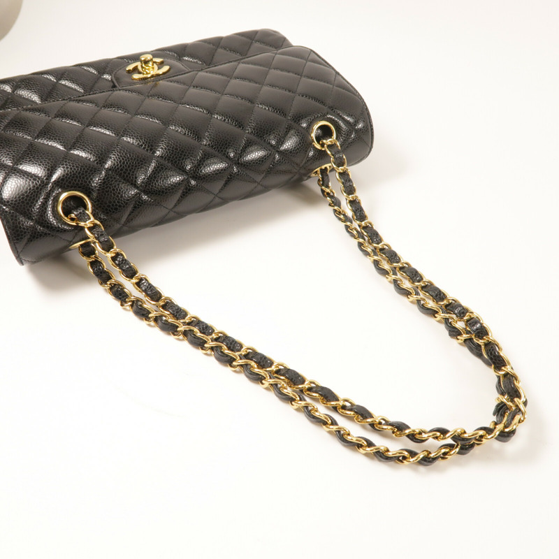 CHANEL 牛皮皮革Classic 25金扣鏈帶肩背袋-11