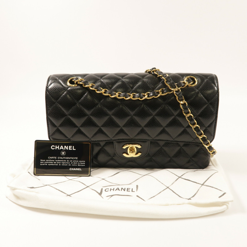 CHANEL 牛皮皮革Classic 25金扣鏈帶肩背袋-12