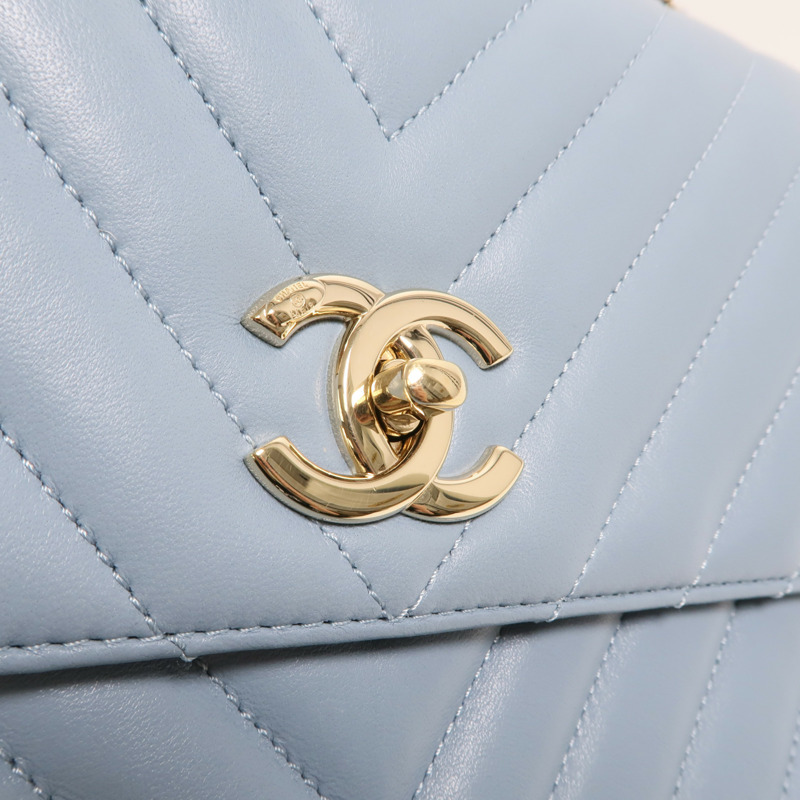 CHANEL 羊皮皮革Trendy CC金扣鏈帶手挽肩背兩用袋-10