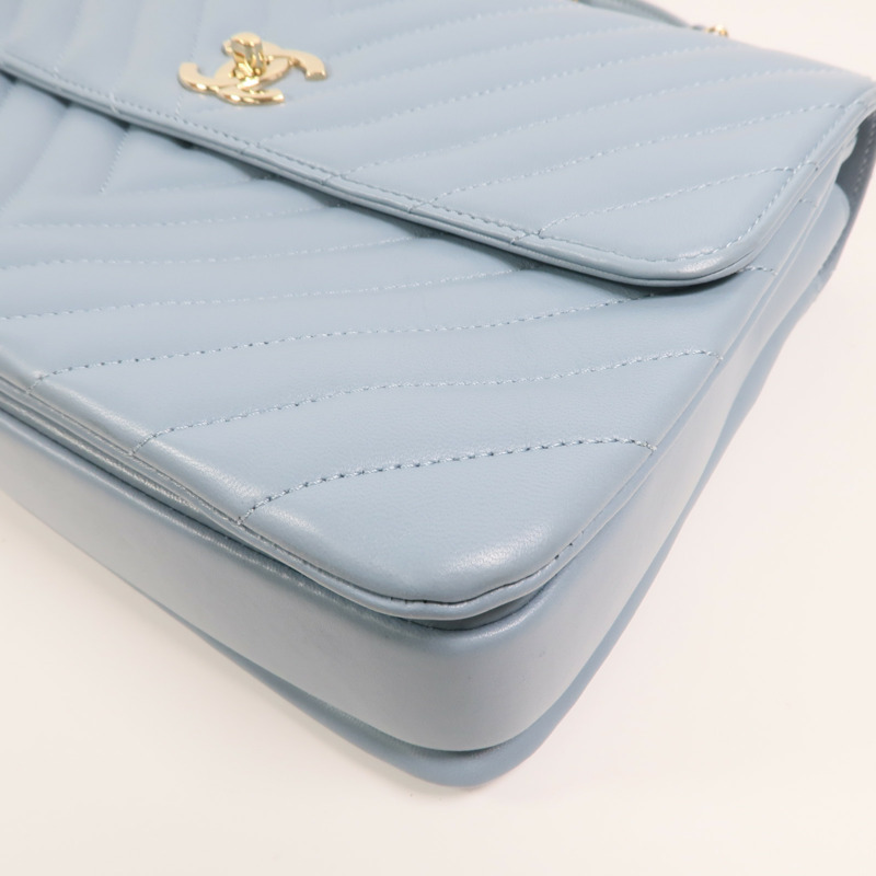 CHANEL 羊皮皮革Trendy CC金扣鏈帶手挽肩背兩用袋-11