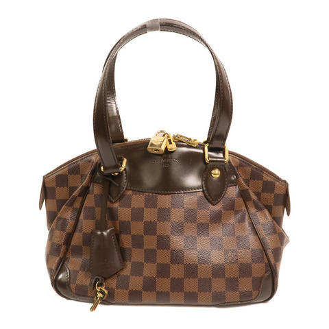 LOUIS VUITTON Damier Verona PM金扣肩背袋棕色
