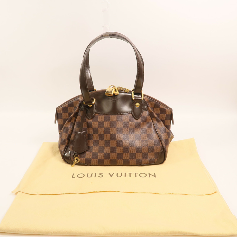 LOUIS VUITTON Damier Verona PM金扣肩背袋棕色-8