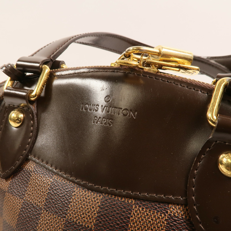 LOUIS VUITTON Damier Verona PM金扣肩背袋棕色-13