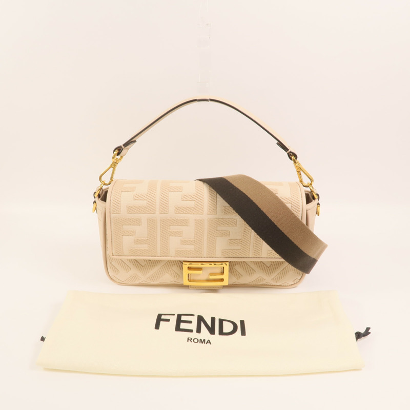 FENDI 牛皮皮革Baguette金扣手挽肩背兩用袋-8