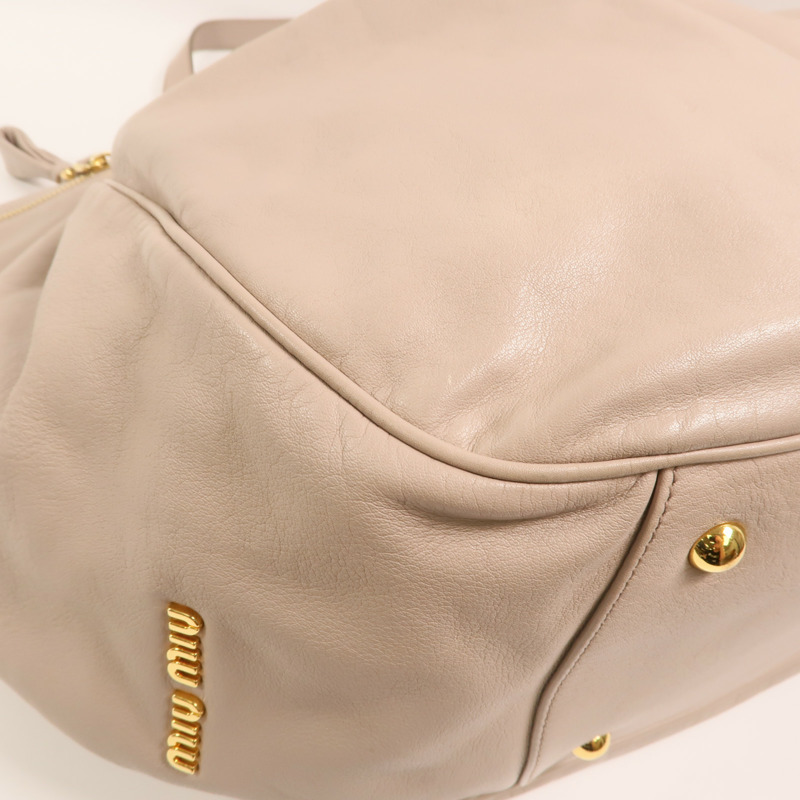 Miu Miu 牛皮皮革Vitello Lux Hobo金扣手挽袋-9