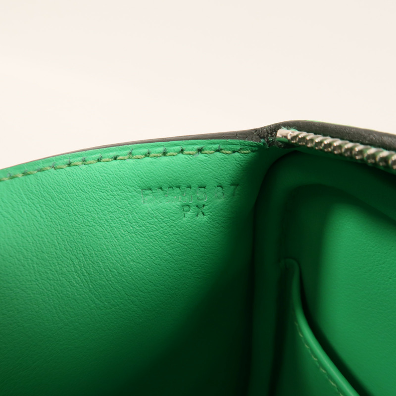 HERMES Clemence皮革Mini Lindy銀扣手挽肩背兩用袋Vert Comic-6