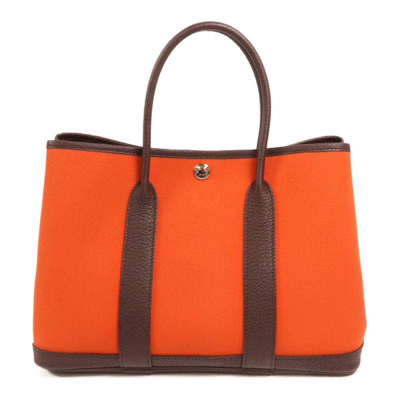 HERMES 帆布Garden Party TPM銀扣手挽袋Cuivre-1