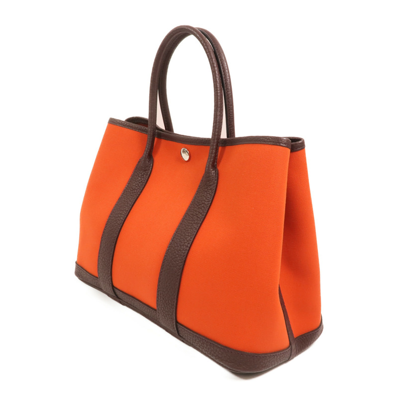 HERMES 帆布Garden Party TPM銀扣手挽袋Cuivre-2