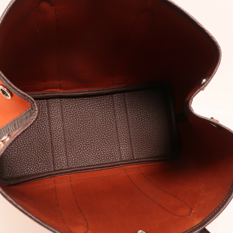 HERMES 帆布Garden Party TPM銀扣手挽袋Cuivre-4