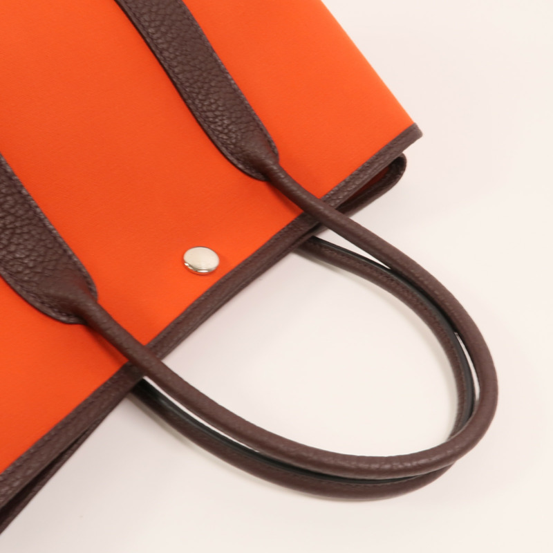 HERMES 帆布Garden Party TPM銀扣手挽袋Cuivre-7