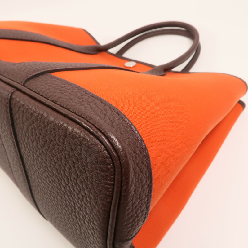 HERMES 帆布Garden Party TPM銀扣手挽袋Cuivre-10