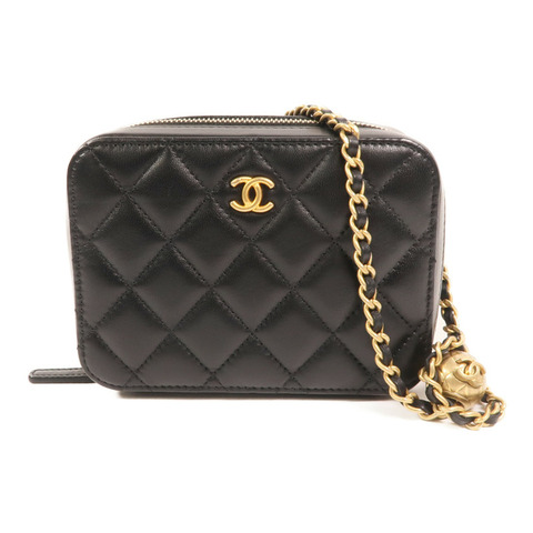 CHANEL 羊皮皮革Camera Bag With Pearl Crush金扣鏈帶肩背袋