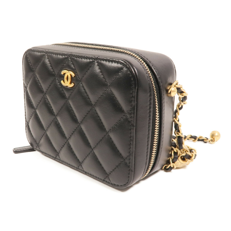 CHANEL 羊皮皮革Camera Bag With Pearl Crush金扣鏈帶肩背袋-2