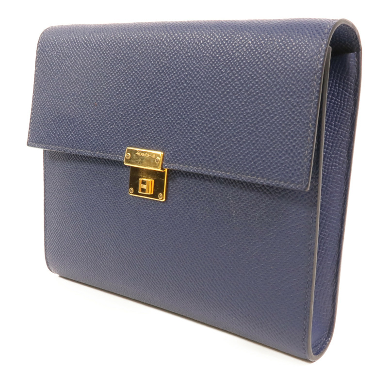 HERMES Epsom皮革Clic 16金扣肩背袋Bleu Saphir-2