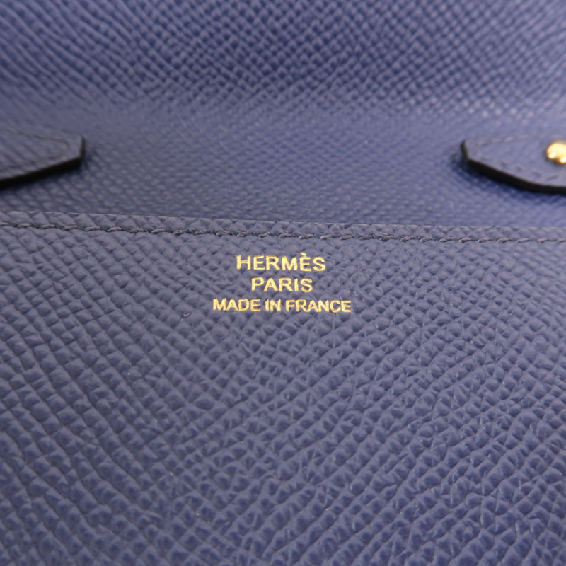 HERMES Epsom皮革Clic 16金扣肩背袋Bleu Saphir-5