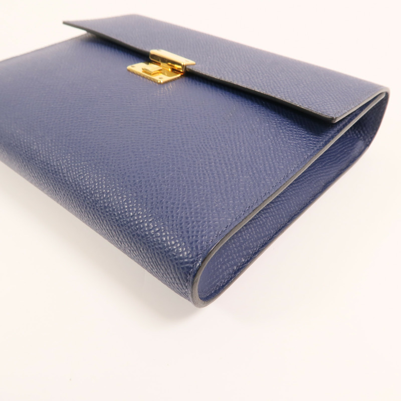 HERMES Epsom皮革Clic 16金扣肩背袋Bleu Saphir-10