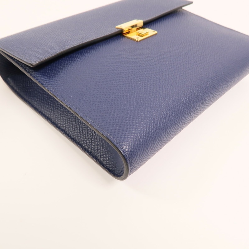 HERMES Epsom皮革Clic 16金扣肩背袋Bleu Saphir-11