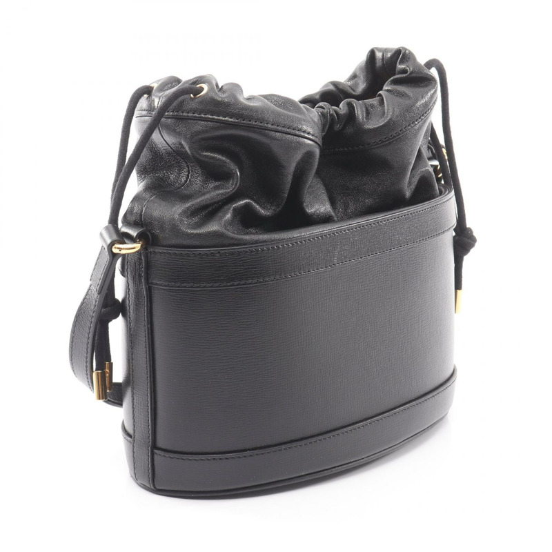 GUCCI 馬銜扣水桶斜背包 602118 黑色皮革 二手 女士-1