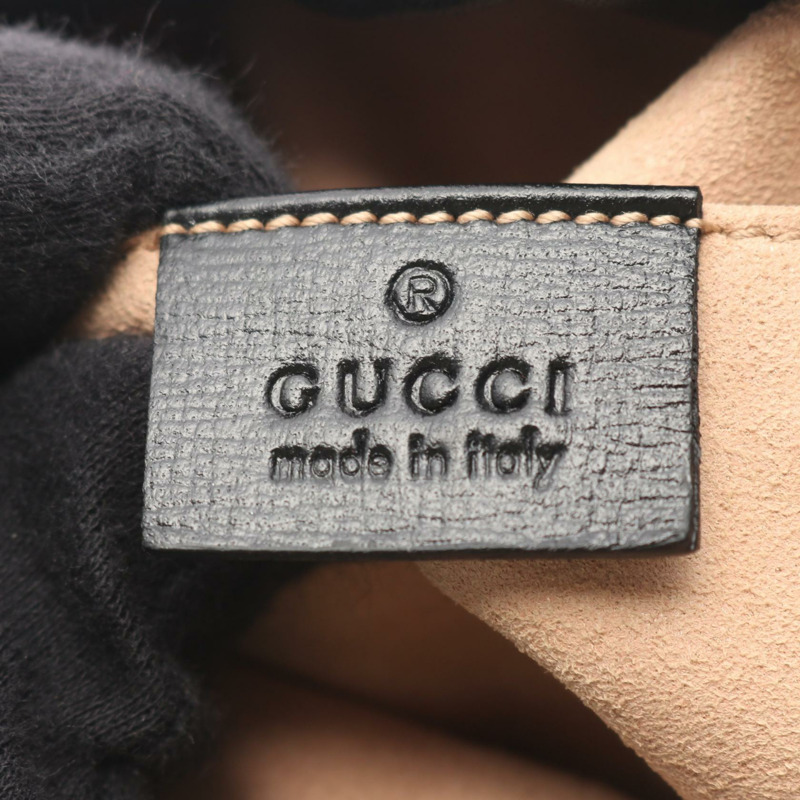 GUCCI 馬銜扣水桶斜背包 602118 黑色皮革 二手 女士-3