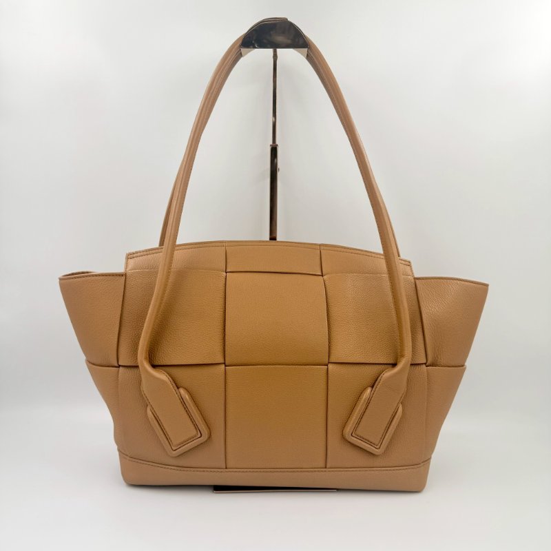 BV焦糖棕牛皮大編織Arco48下蓋肩背托特包(可放電腦!通勤包!)-3