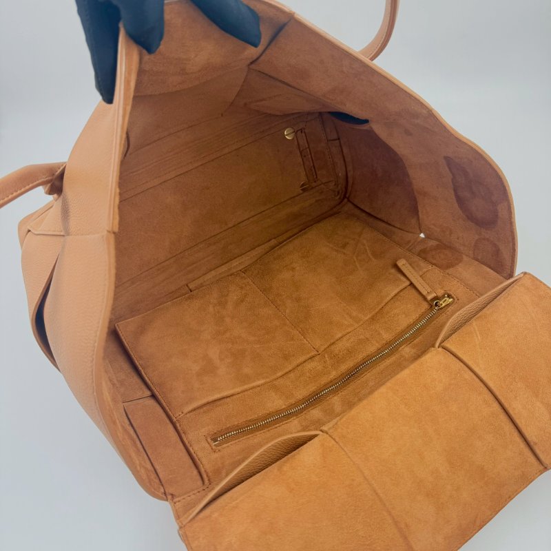 BV焦糖棕牛皮大編織Arco48下蓋肩背托特包(可放電腦!通勤包!)-6