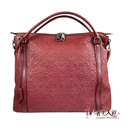 ＊奢華大道國際精品＊【L3330】LV酒紅色 ANTHEIA IXIA 立體刺繡羊皮手提/斜背包(MM) M97062-0