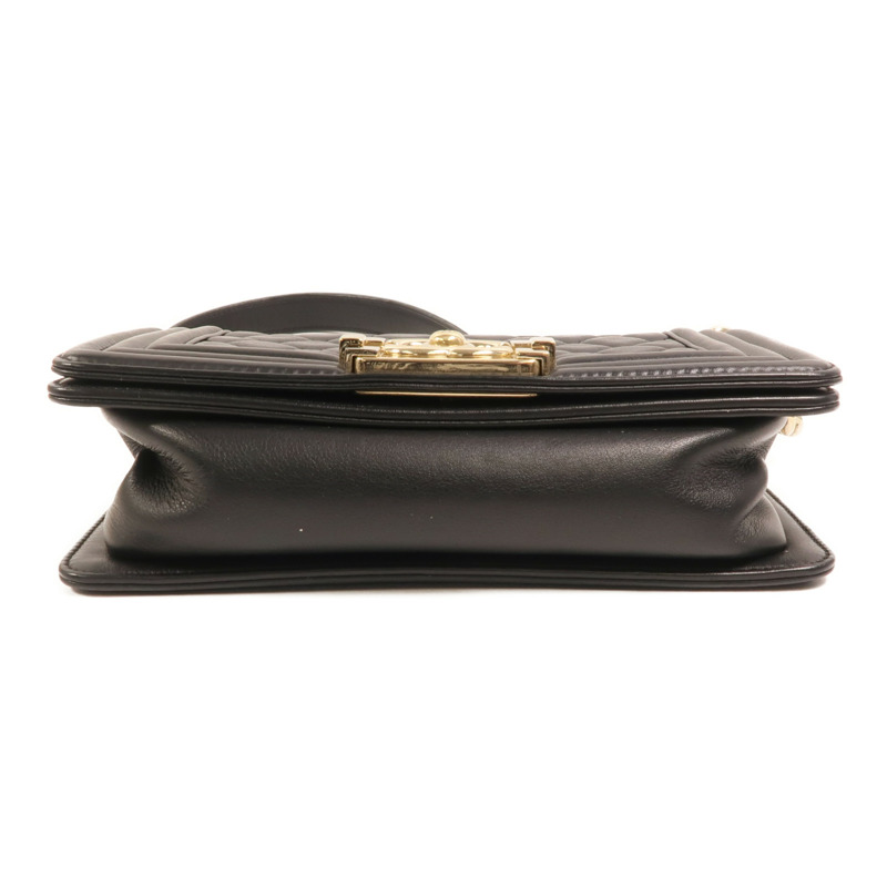 CHANEL 羊皮皮革Boy 20金扣鏈帶肩背袋-3