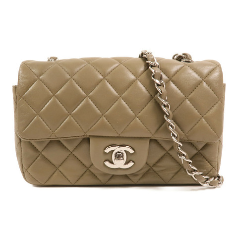 CHANEL 羊皮皮革Mini Classic 20銀扣鏈帶肩背袋