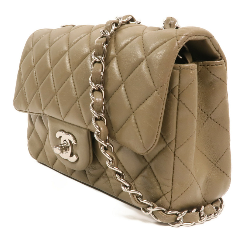 CHANEL 羊皮皮革Mini Classic 20銀扣鏈帶肩背袋-2