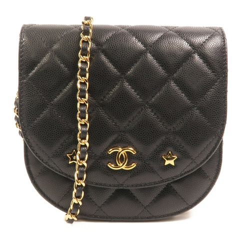 CHANEL 牛皮皮革Chain Shoulder金扣鏈帶肩背袋