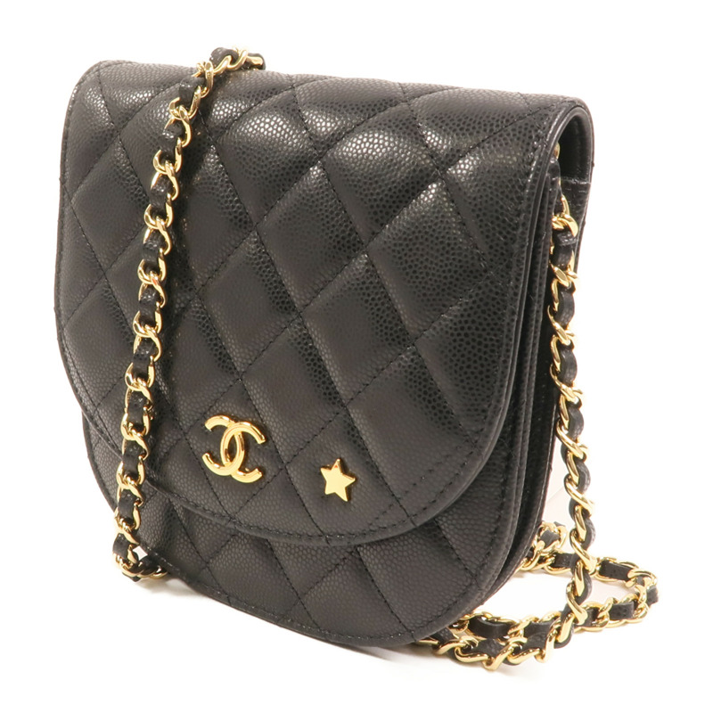 CHANEL 牛皮皮革Chain Shoulder金扣鏈帶肩背袋-2