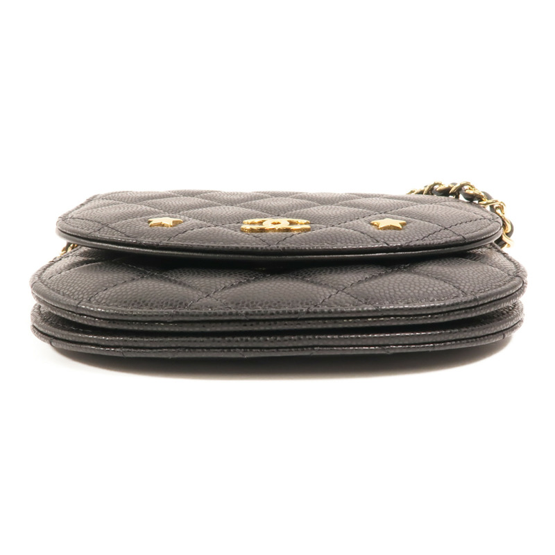 CHANEL 牛皮皮革Chain Shoulder金扣鏈帶肩背袋-3