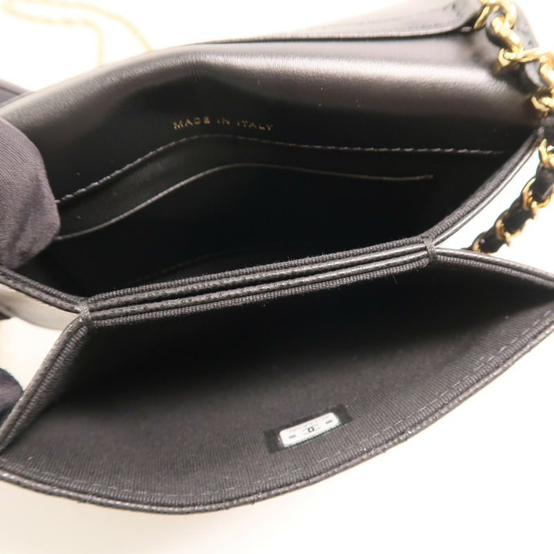 CHANEL 牛皮皮革Chain Shoulder金扣鏈帶肩背袋-4