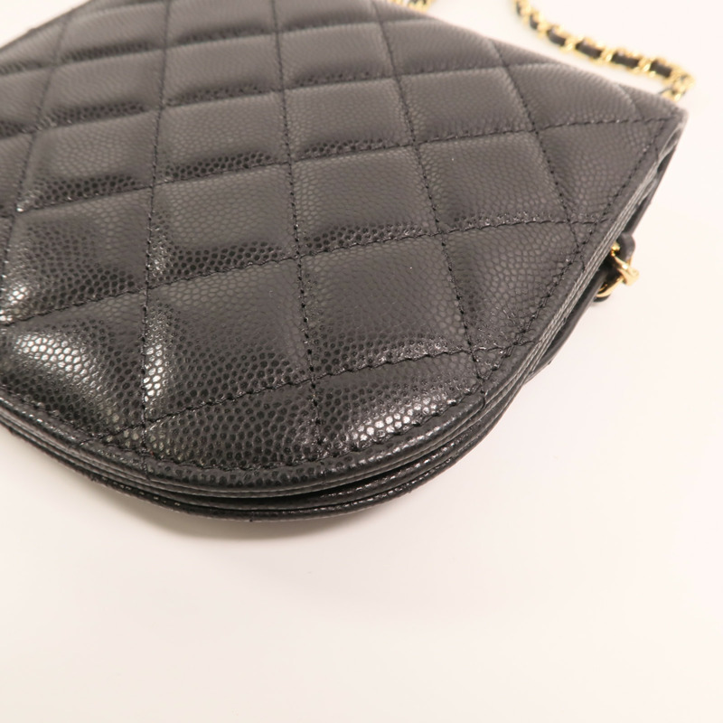 CHANEL 牛皮皮革Chain Shoulder金扣鏈帶肩背袋-11