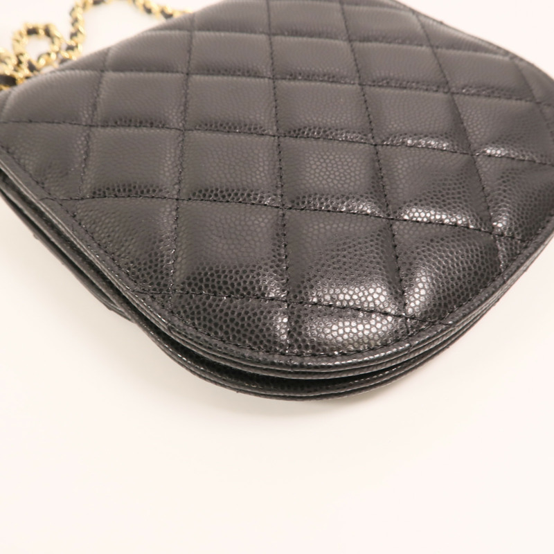 CHANEL 牛皮皮革Chain Shoulder金扣鏈帶肩背袋-12