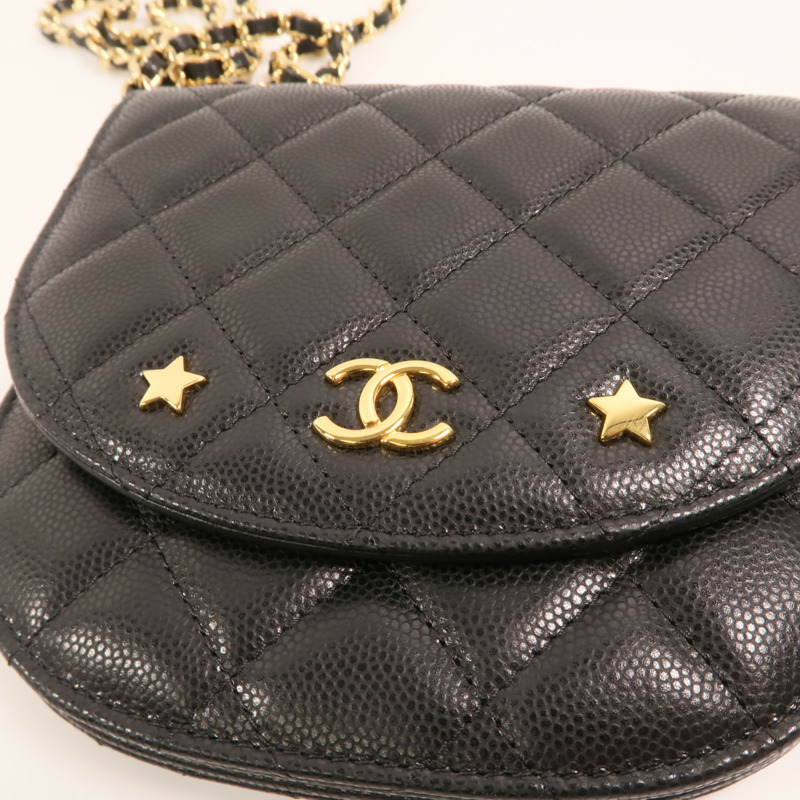 CHANEL 牛皮皮革Chain Shoulder金扣鏈帶肩背袋-13