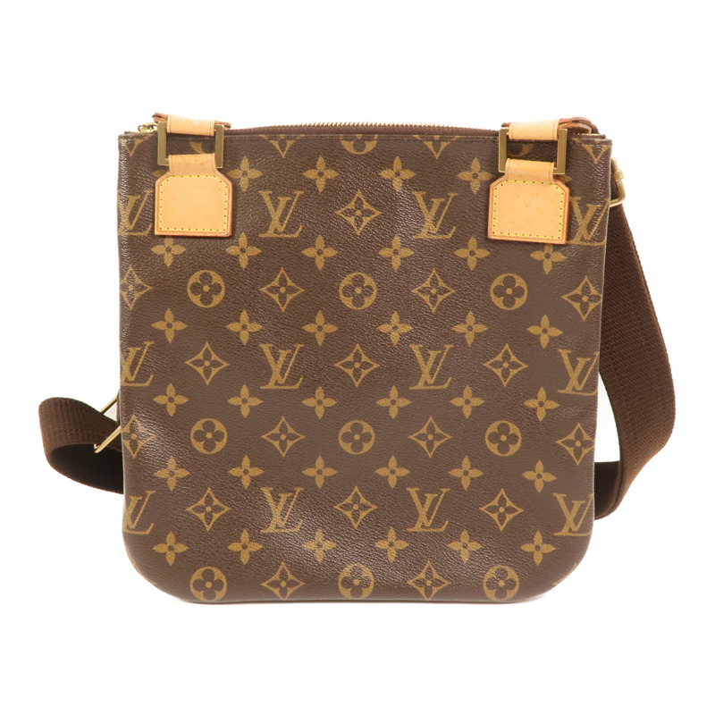 LOUIS VUITTON Monogram Pochette Bosphore金扣肩背袋棕色-1