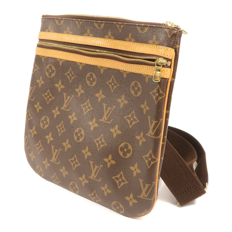 LOUIS VUITTON Monogram Pochette Bosphore金扣肩背袋棕色-2